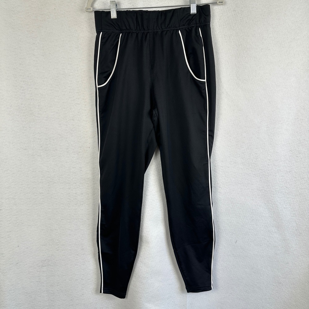 Gymshark Black Joggers Athletic Track Pants White Piping Logo‎ Womens Small - Picture 2 of 11